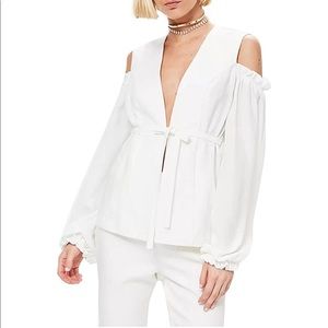 NWT Cold Shoulder Ruffled Blazer with Bell Sleeves.